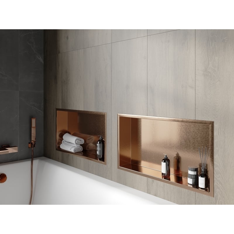 Mexen X-Wall-R Nischenregal mit Flansch 60 x 30 cm, gebürstetes Kupfer - 19C0603010