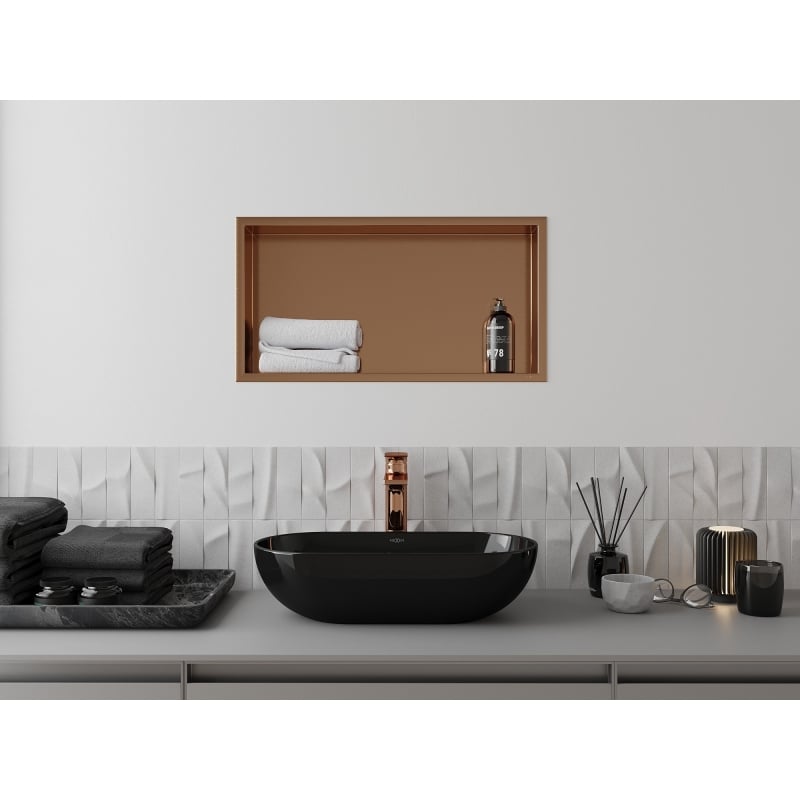 Mexen X-Wall-R Nischenregal mit Flansch 60 x 30 cm, gebürstetes Kupfer - 19C0603010