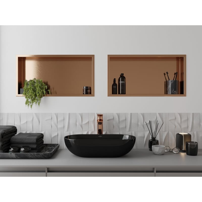 Mexen X-Wall-R Nischenregal mit Flansch 60 x 30 cm, gebürstetes Kupfer - 19C0603010