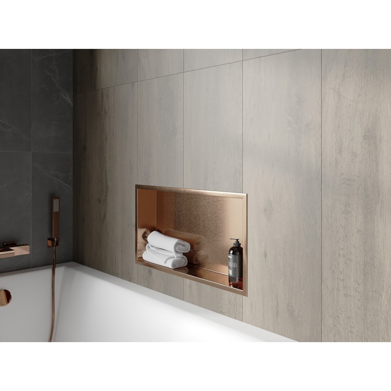 Mexen X-Wall-R Nischenregal mit Flansch 60 x 30 cm, gebürstetes Kupfer - 19C0603010