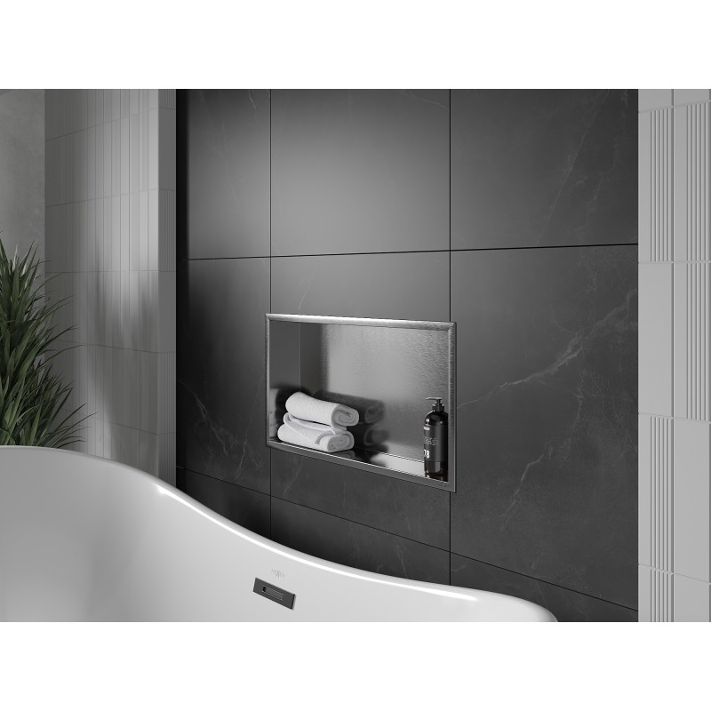 Mexen X-Wall-R Nischenregal mit Flansch 60 x 30 cm, gebürstet Gun Gray - 19E0603010
