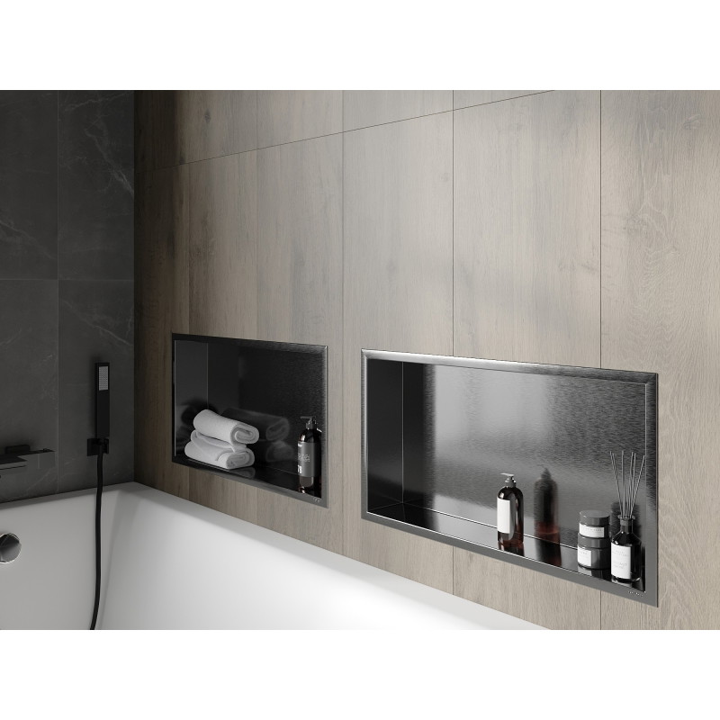 Mexen X-Wall-R Nischenregal mit Flansch 60 x 30 cm, gebürstet Gun Gray - 19E0603010
