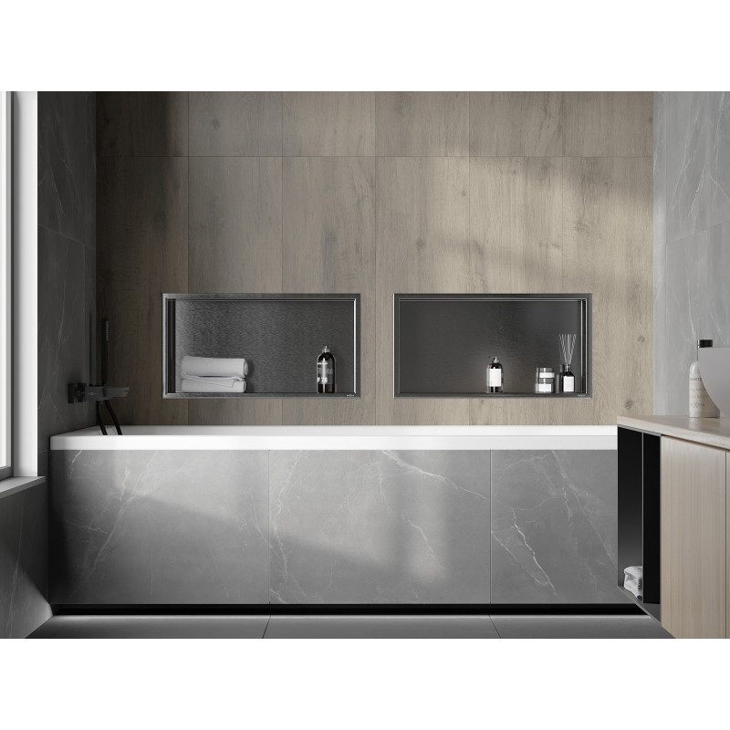 Mexen X-Wall-R Nischenregal mit Flansch 60 x 30 cm, gebürstet Gun Gray - 19E0603010