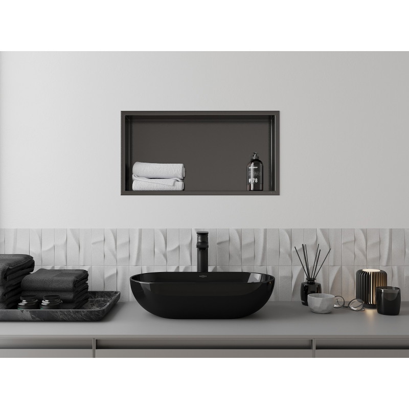 Mexen X-Wall-R Nischenregal mit Flansch 60 x 30 cm, gebürstet Gun Gray - 19E0603010