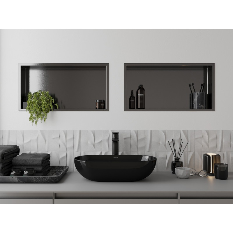 Mexen X-Wall-R Nischenregal mit Flansch 60 x 30 cm, gebürstet Gun Gray - 19E0603010