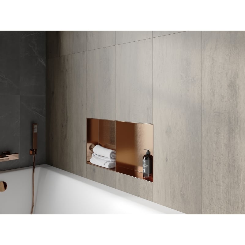 Mexen X-Wall-NR Nischenregal ohne Verkleidung mit Regal 60 x 30 cm, gebürstetes Kupfer - 19C1603010S