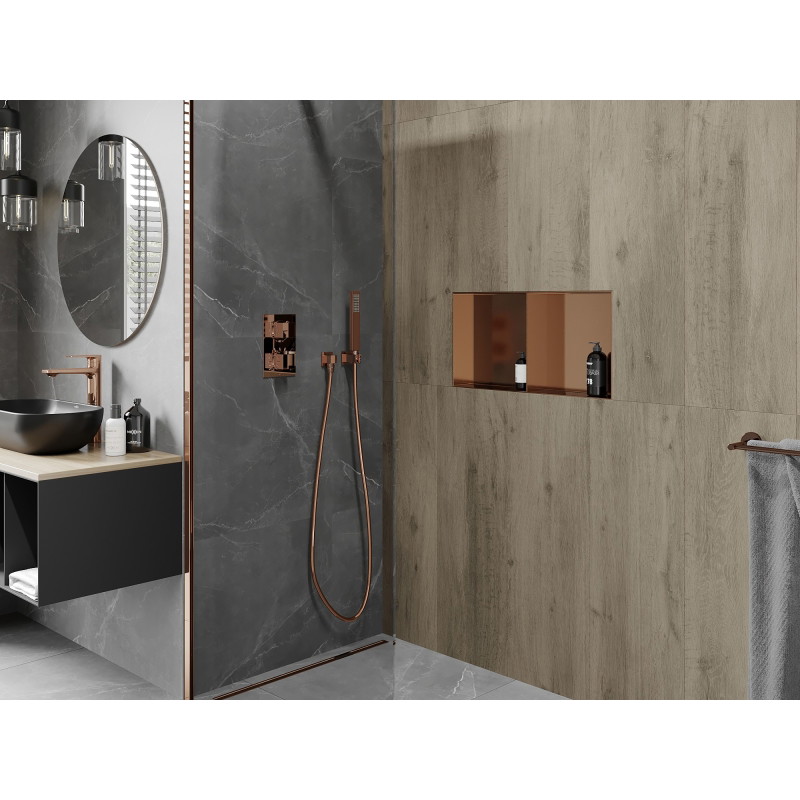 Mexen X-Wall-NR Nischenregal ohne Verkleidung mit Regal 60 x 30 cm, gebürstetes Kupfer - 19C1603010S