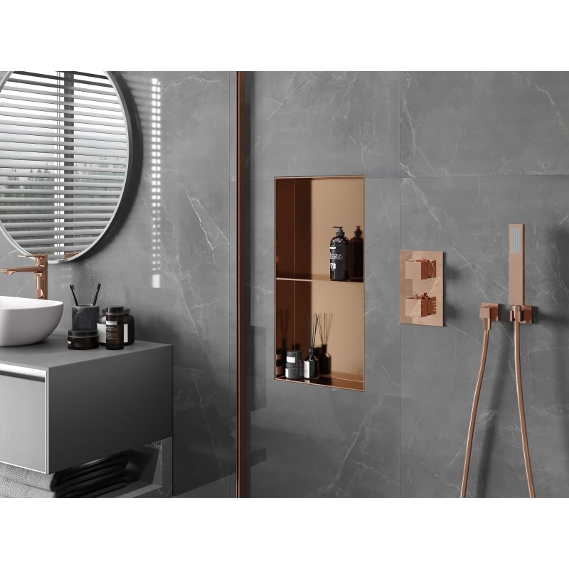 Mexen X-Wall-NR Nischenregal ohne Verkleidung mit Regal 60 x 30 cm, gebürstetes Kupfer - 19C1603010S