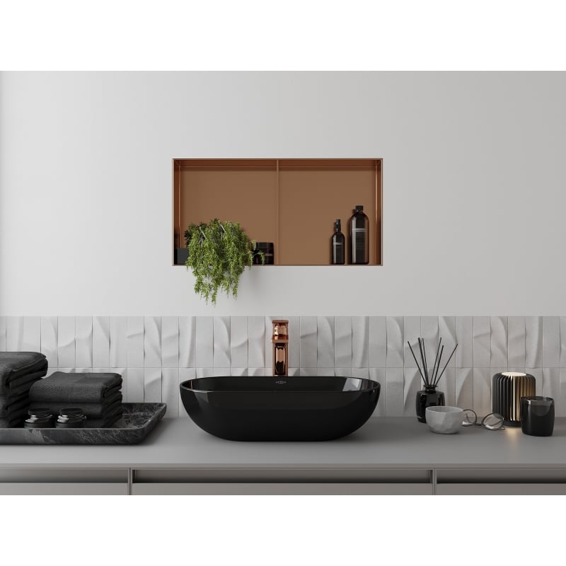 Mexen X-Wall-NR Nischenregal ohne Verkleidung mit Regal 60 x 30 cm, gebürstetes Kupfer - 19C1603010S