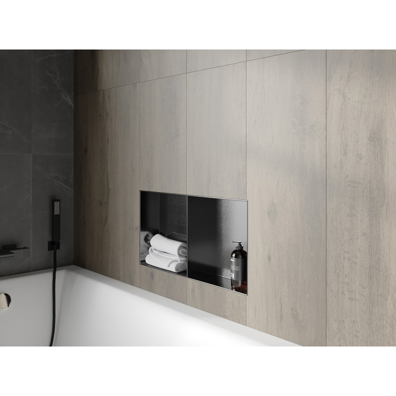 Mexen X-Wall-NR Einbauwandregal ohne Flansch mit Ablage 60 x 30 cm, gebürstetes Gun Gray - 19E1603010S