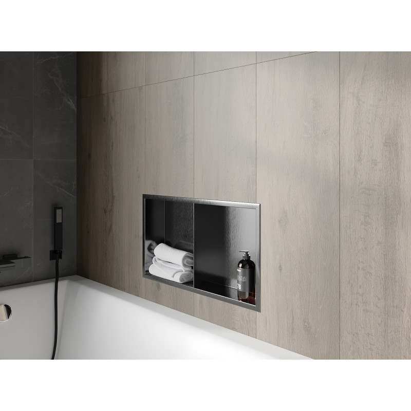Mexen X-Wall-R Einbauregal mit Rahmen und Regal 60 x 30 cm, gebürstetes Graphitgrau - 19E0603010S