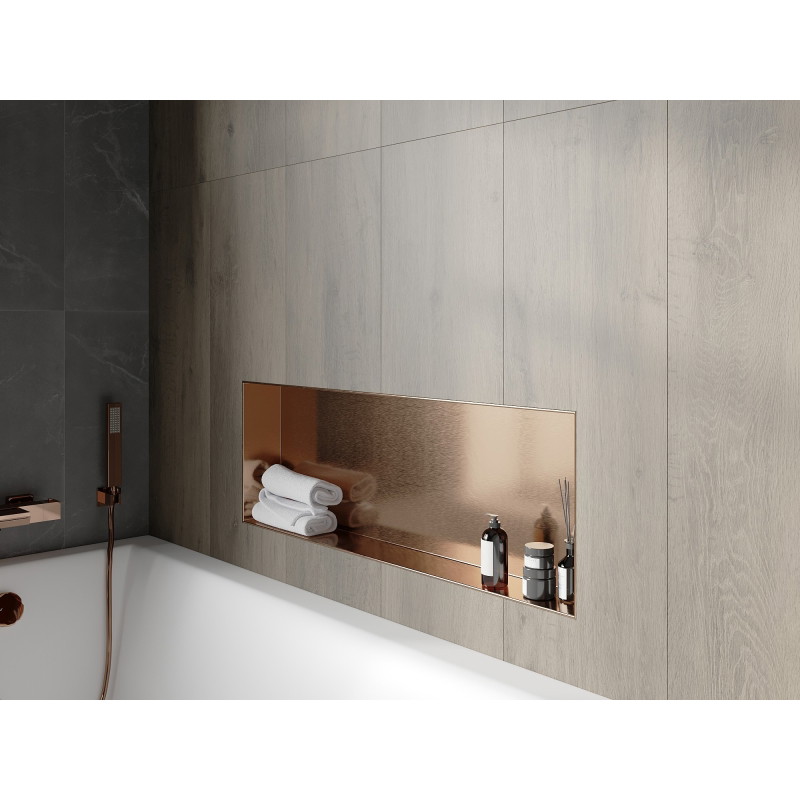 Mexen X-Wall-NR Nischenregal ohne Flansch 90 x 30 cm, gebürstetes Kupfer - 19C1903010