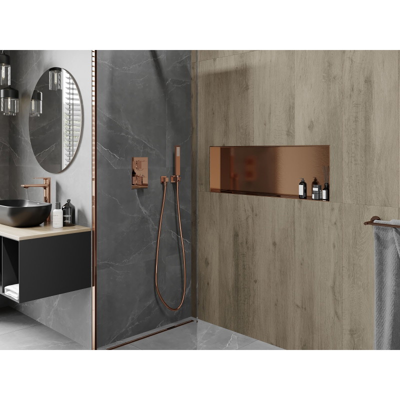 Mexen X-Wall-NR Nischenregal ohne Flansch 90 x 30 cm, gebürstetes Kupfer - 19C1903010