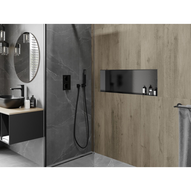 Mexen X-Wall-NR Nischenregal ohne Flansch 90 x 30 cm, gebürstetes Gun Gray - 19E1903010