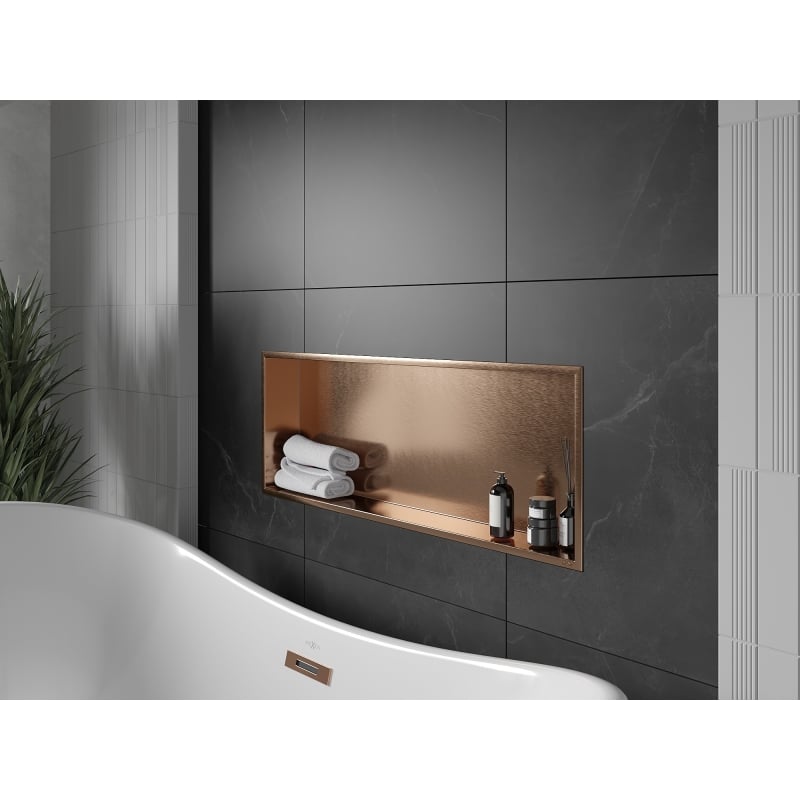 Mexen X-Wall-R Nischenregal mit Kragen 90 x 30 cm, gebürstetes Kupfer - 19C0903010