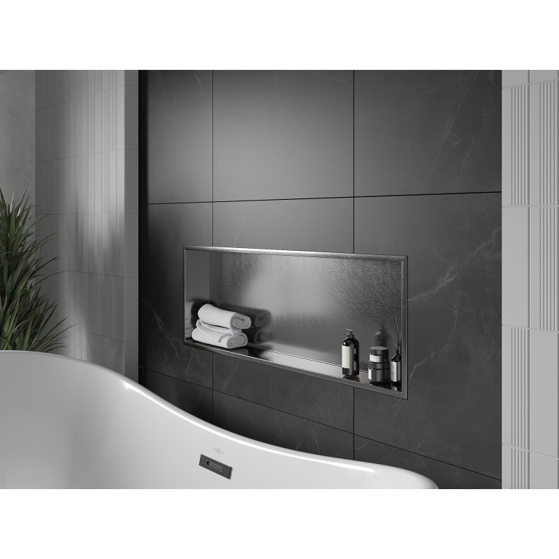 Mexen X-Wall-R Nischenregal mit Kragen 90 x 30 cm, gebürstetes Gun Grau - 19E0903010