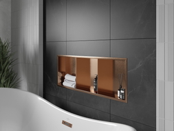 Mexen X-Wall-R Nischenregal mit Flansch und Regal 90 x 30 cm, gebürstetes Kupfer - 19C0903010S