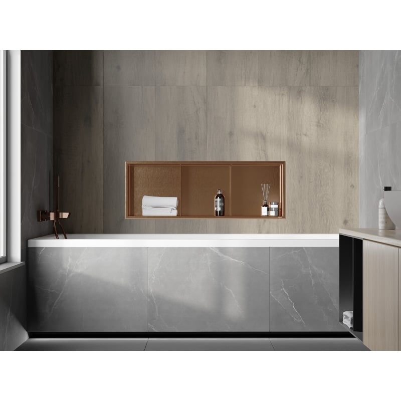 Mexen X-Wall-R Nischenregal mit Flansch und Regal 90 x 30 cm, gebürstetes Kupfer - 19C0903010S