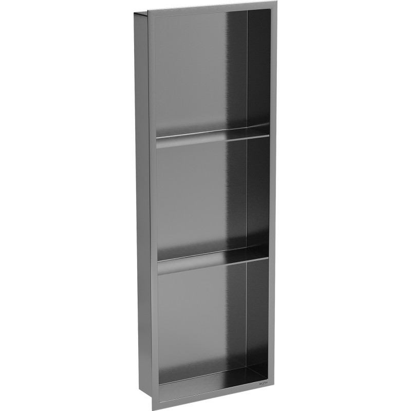 Mexen X-Wall-R Nischenregal mit Flansch und Regal 90 x 30 cm, gun gray gebürstet - 19E0903010S