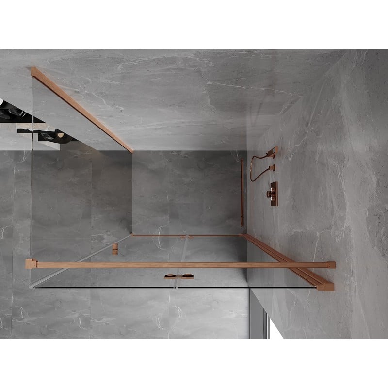 Mexen Mist-F klappbare Duschkabine rechts 110 x 70 cm, transparent, gebürstetes Kupfer - 8A6T-110-070-65-00-P