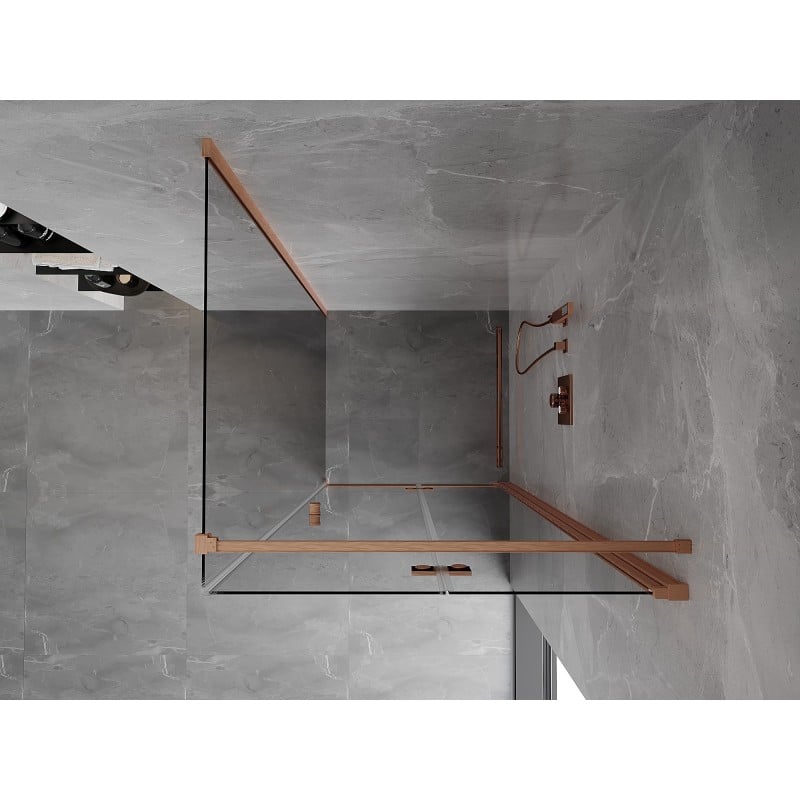 Mexen Mist-F faltbare Duschkabine rechts 85 x 85 cm, transparent, gebürstetes Kupfer - 8A6T-085-085-65-00-P