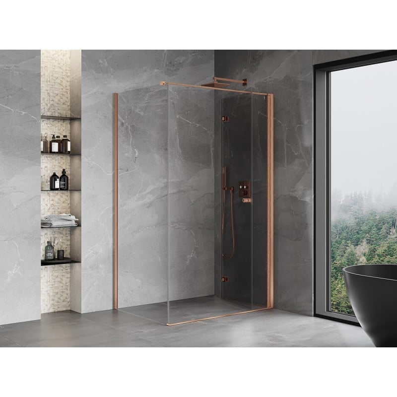 Mexen Mist-F Duschkabine, faltbar, rechts 70 x 100 cm, transparent, gebürstetes Kupfer - 8A6T-070-100-65-00-P