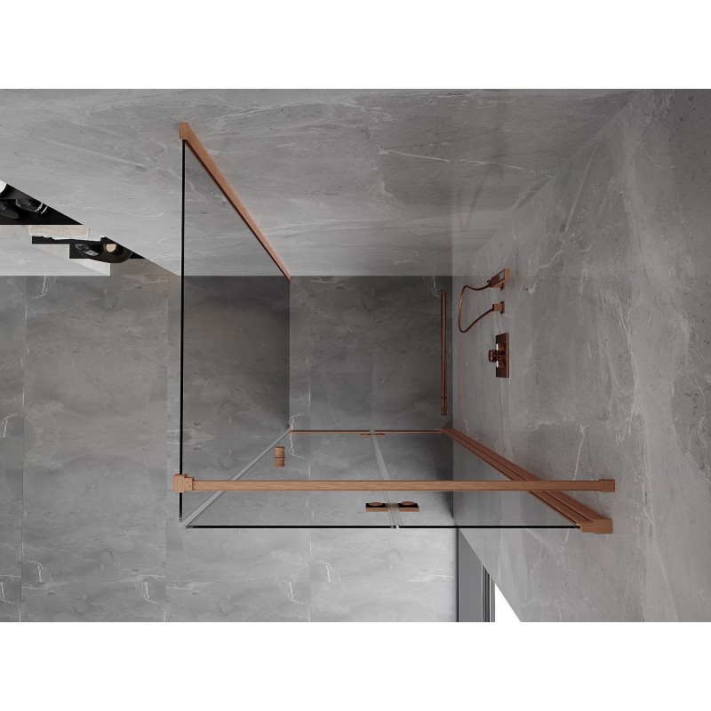 Mexen Mist-F Klapp-Duschkabine rechts 120 x 120 cm, transparent, gebürstetes Kupfer - 8A6T-120-120-65-00-P