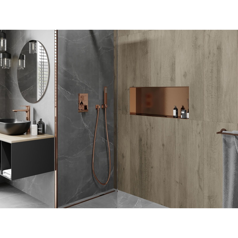 Mexen X-Wall-NR Nischenregal ohne Flansch 75 x 30 cm, gebürstetes Kupfer - 19C1753010