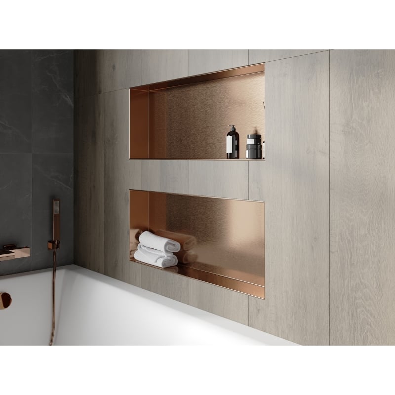 Mexen X-Wall-NR Nischenregal ohne Flansch 75 x 30 cm, gebürstetes Kupfer - 19C1753010