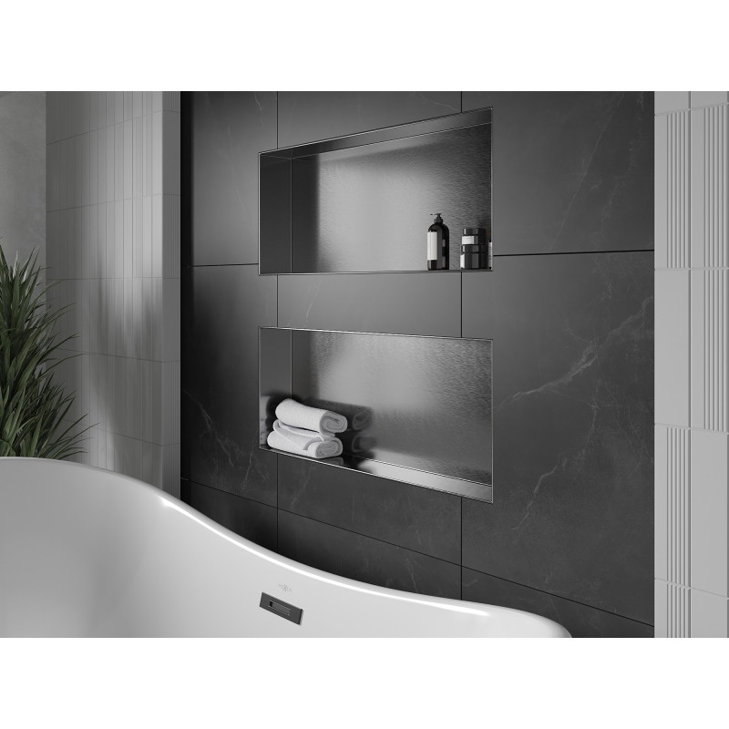 Mexen X-Wall-NR Nischenregal ohne Flansch 75 x 30 cm, gebürstetes Gun Gray - 19E1753010