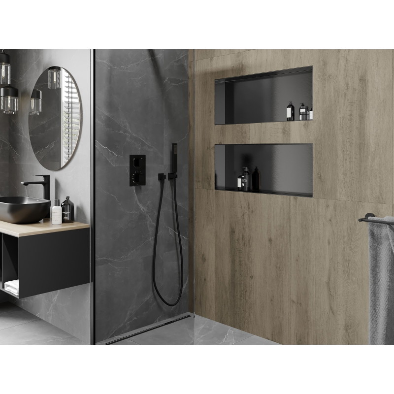 Mexen X-Wall-NR Nischenregal ohne Flansch 75 x 30 cm, gebürstetes Gun Gray - 19E1753010