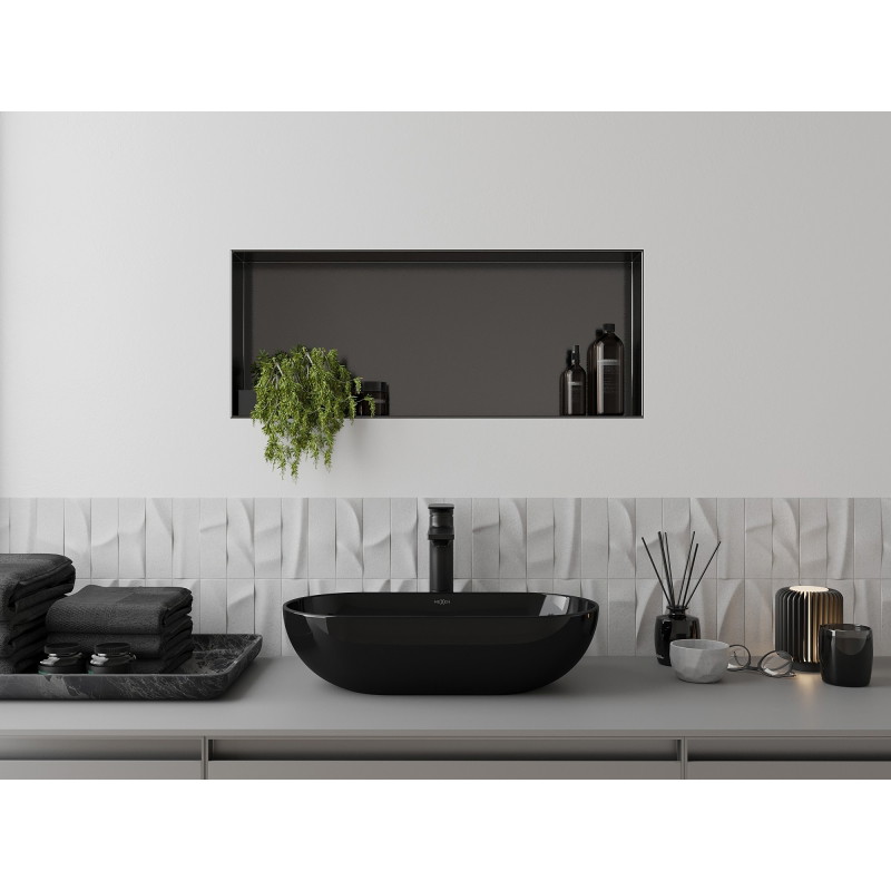 Mexen X-Wall-NR Nischenregal ohne Flansch 75 x 30 cm, gebürstetes Gun Gray - 19E1753010