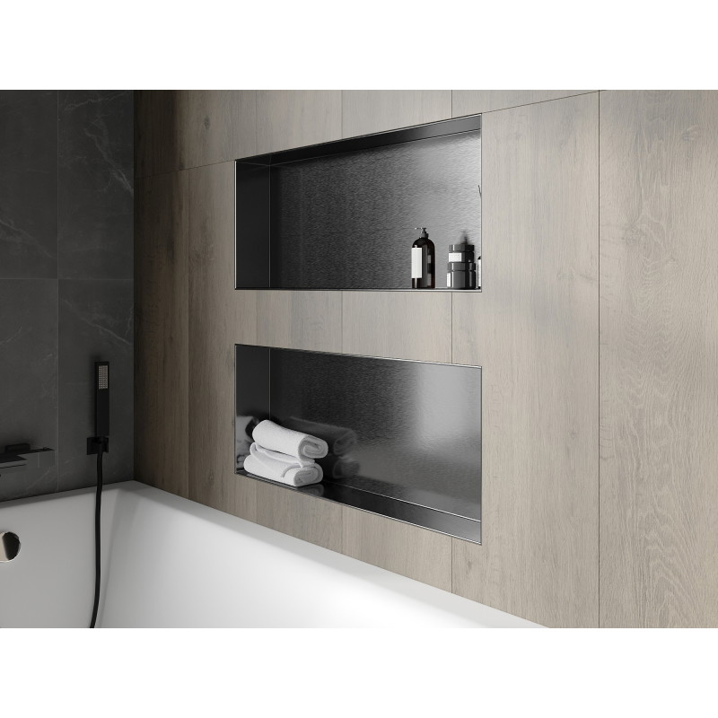 Mexen X-Wall-NR Nischenregal ohne Flansch 75 x 30 cm, gebürstetes Gun Gray - 19E1753010