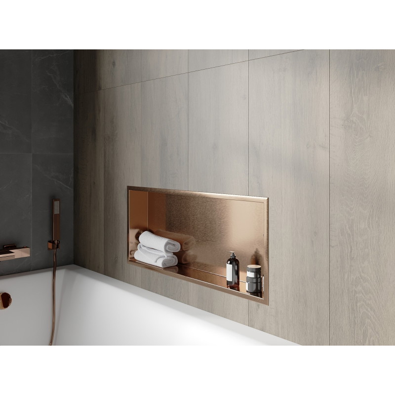 Mexen X-Wall-R Nischenregal mit Flansch 75 x 30 cm, gebürstetes Kupfer - 19C0753010