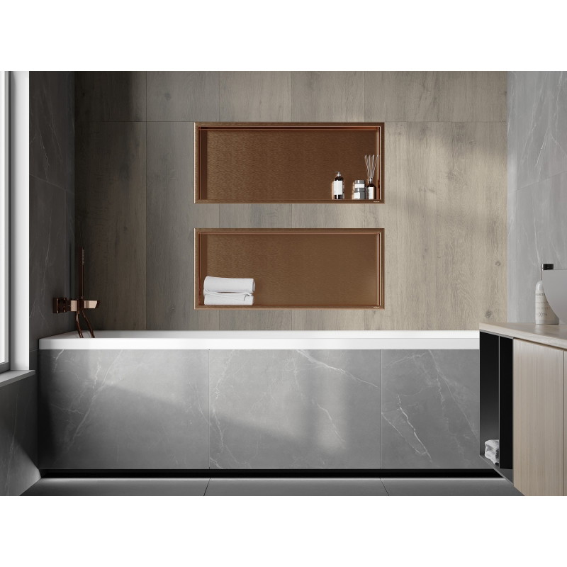 Mexen X-Wall-R Nischenregal mit Flansch 75 x 30 cm, gebürstetes Kupfer - 19C0753010