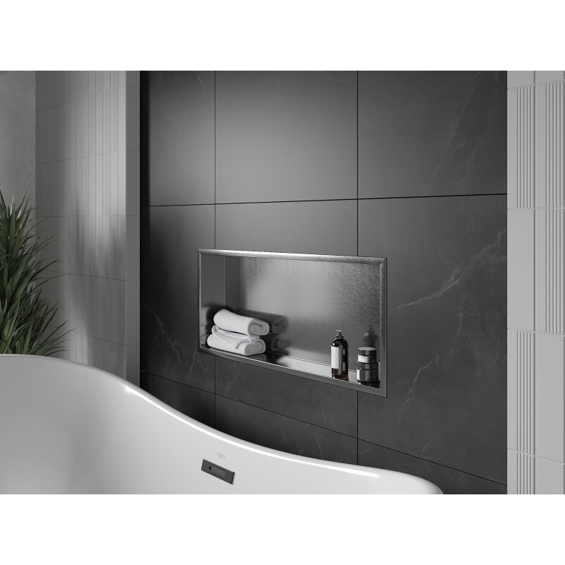 Mexen X-Wall-R Nischenregal mit Flansch 75 x 30 cm, gebürstetes Gun Gray - 19E0753010
