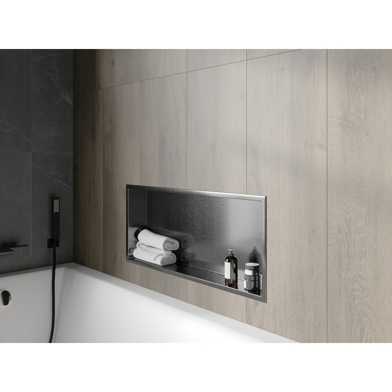 Mexen X-Wall-R Nischenregal mit Flansch 75 x 30 cm, gebürstetes Gun Gray - 19E0753010