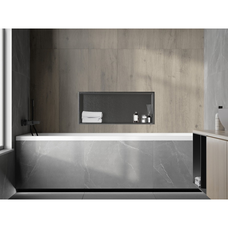 Mexen X-Wall-R Nischenregal mit Flansch 75 x 30 cm, gebürstetes Gun Gray - 19E0753010
