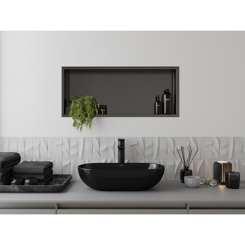 Mexen X-Wall-R Nischenregal mit Flansch 75 x 30 cm, gebürstetes Gun Gray - 19E0753010