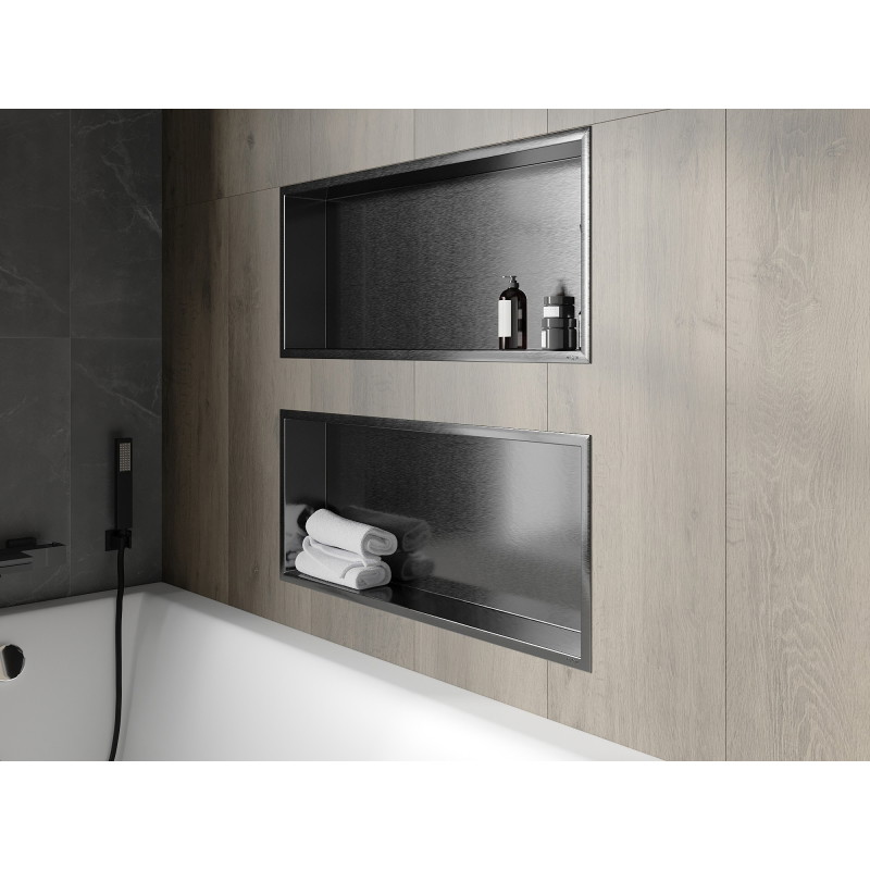 Mexen X-Wall-R Nischenregal mit Flansch 75 x 30 cm, gebürstetes Gun Gray - 19E0753010