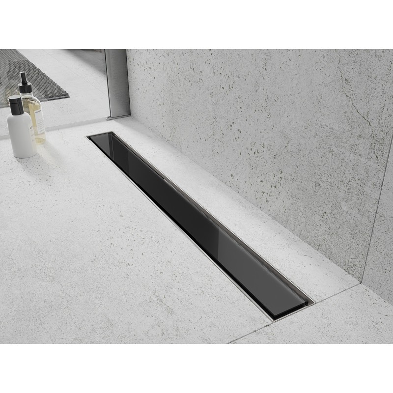 Mexen Flat MGB Abdeckung für Linienentwässerung 80 cm, Schwarzes Glas - 1026080