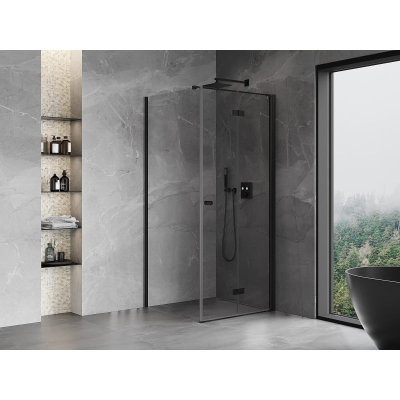 Mexen Mist-F klappbare Duschkabine rechts 70 x 70 cm, transparent, schwarz - 8A6T-070-070-70-00-P