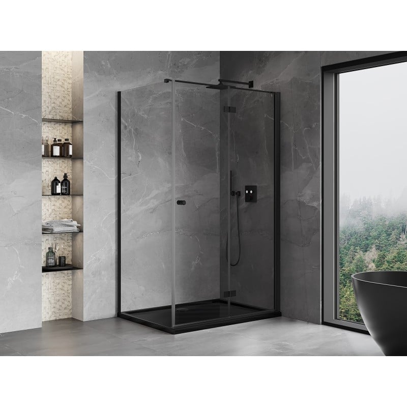 Mexen Mist-F klappbare Duschkabine rechts 115 x 70 cm, transparent, schwarz - 8A6T-115-070-70-00-P