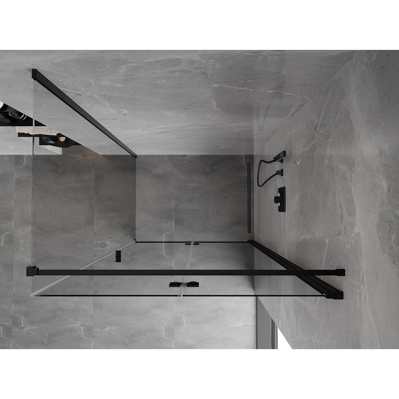Mexen Mist-F klappbare Duschkabine rechts 85 x 75 cm, transparent, schwarz - 8A6T-085-075-70-00-P