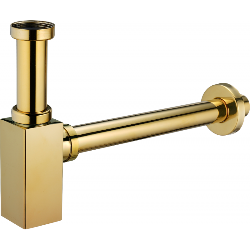 Mexen Quadratischer Halbsyphon für Waschbecken, gold - 79960-50