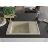 Mexen Elias Granitspüle 1-beckig mit Abtropffläche und Küchenarmatur Rita, beige - 6511-69-670300-50