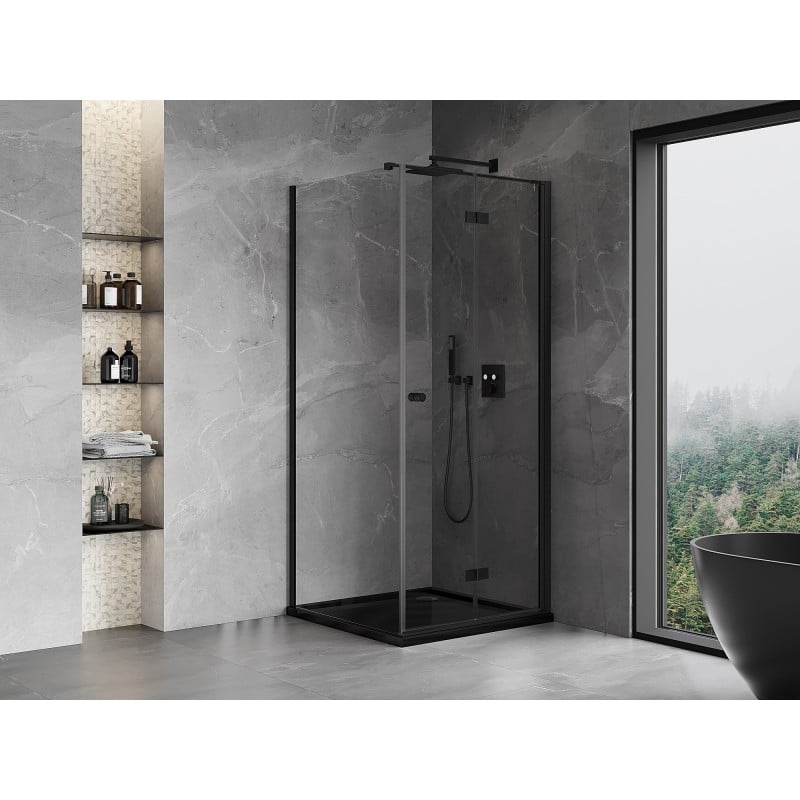 Mexen Mist-F faltbare Duschkabine rechts 90 x 90 cm, transparent, schwarz - 8A6T-090-090-70-00-P