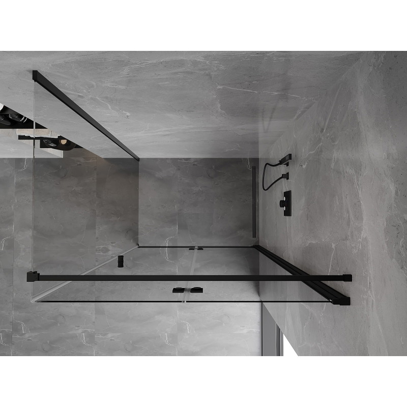 Mexen Mist-F faltbare Duschkabine rechts 100 x 90 cm, transparent, schwarz - 8A6T-100-090-70-00-P