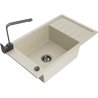 Mexen Elias 1-Kammer Granitspüle mit Abtropffläche und Küchenarmatur Rita, Beige - 6511-69-670300-70