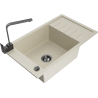 Mexen Elias Granitspüle 1-Becken mit Abtropffläche und Küchenarmatur Rita, beige - 6511-69-670300-70